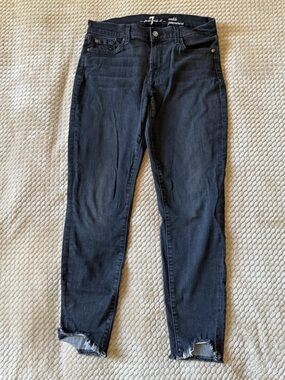 7 for All Mankind Ankle Guenevere - Classic Black Skinny Jeans
